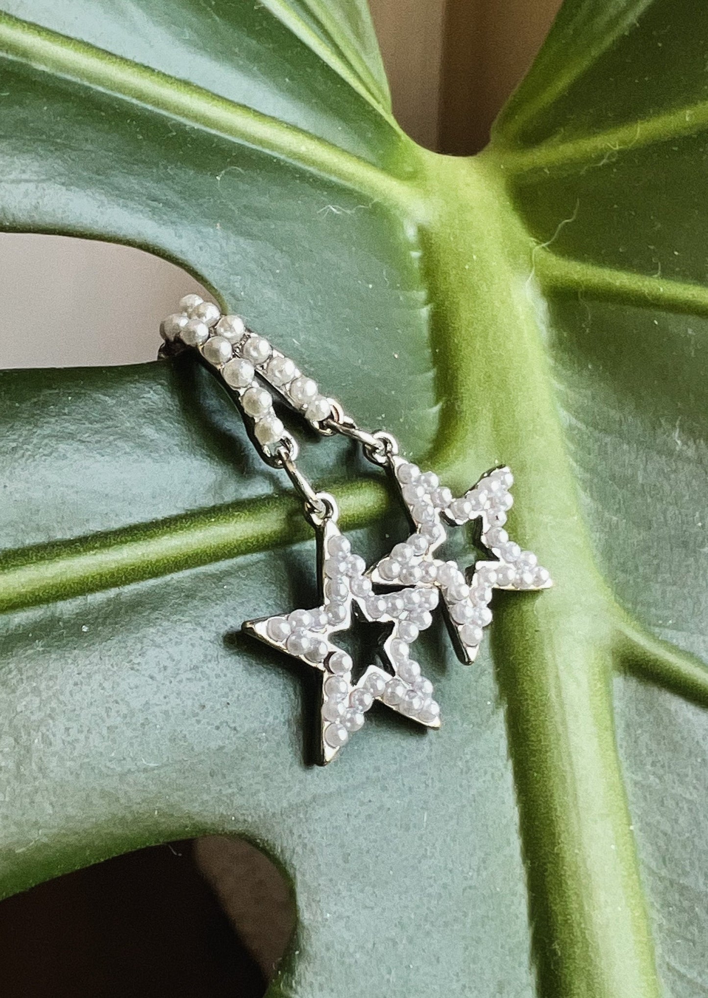 Pearl Star Dangle Earrings