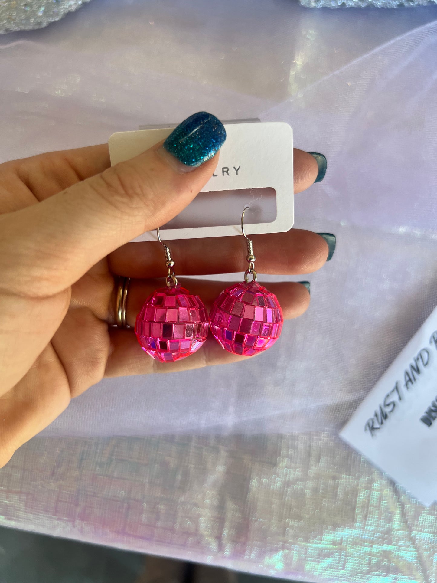 Hot Pink Disco Earrings