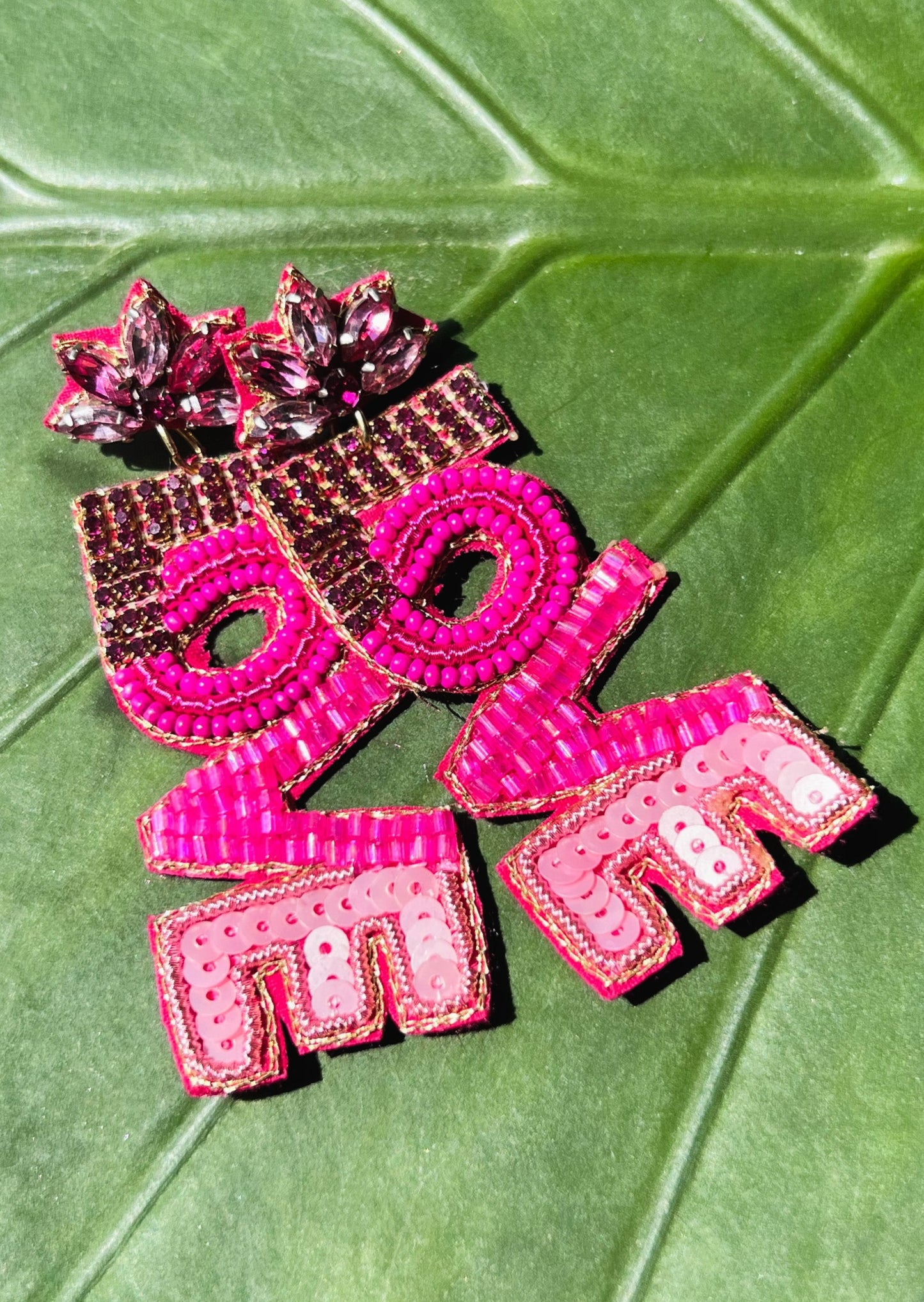 Pink Crystal “Love” Earrings